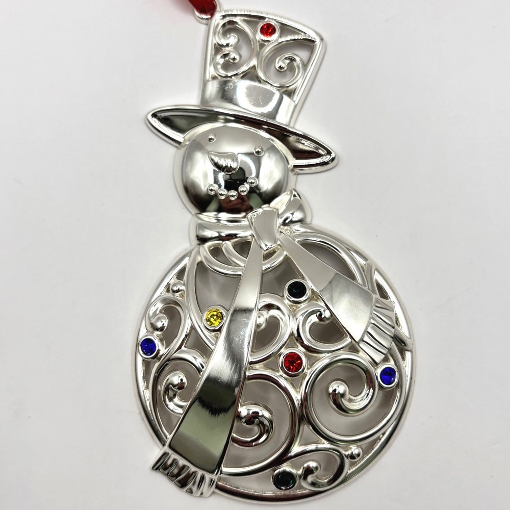 Lenox Sparkle and Scroll Snowman Ornament Multi Color Gems